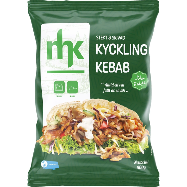 Mhk Kycklingkebab Stekt & Skivad 800g fryst